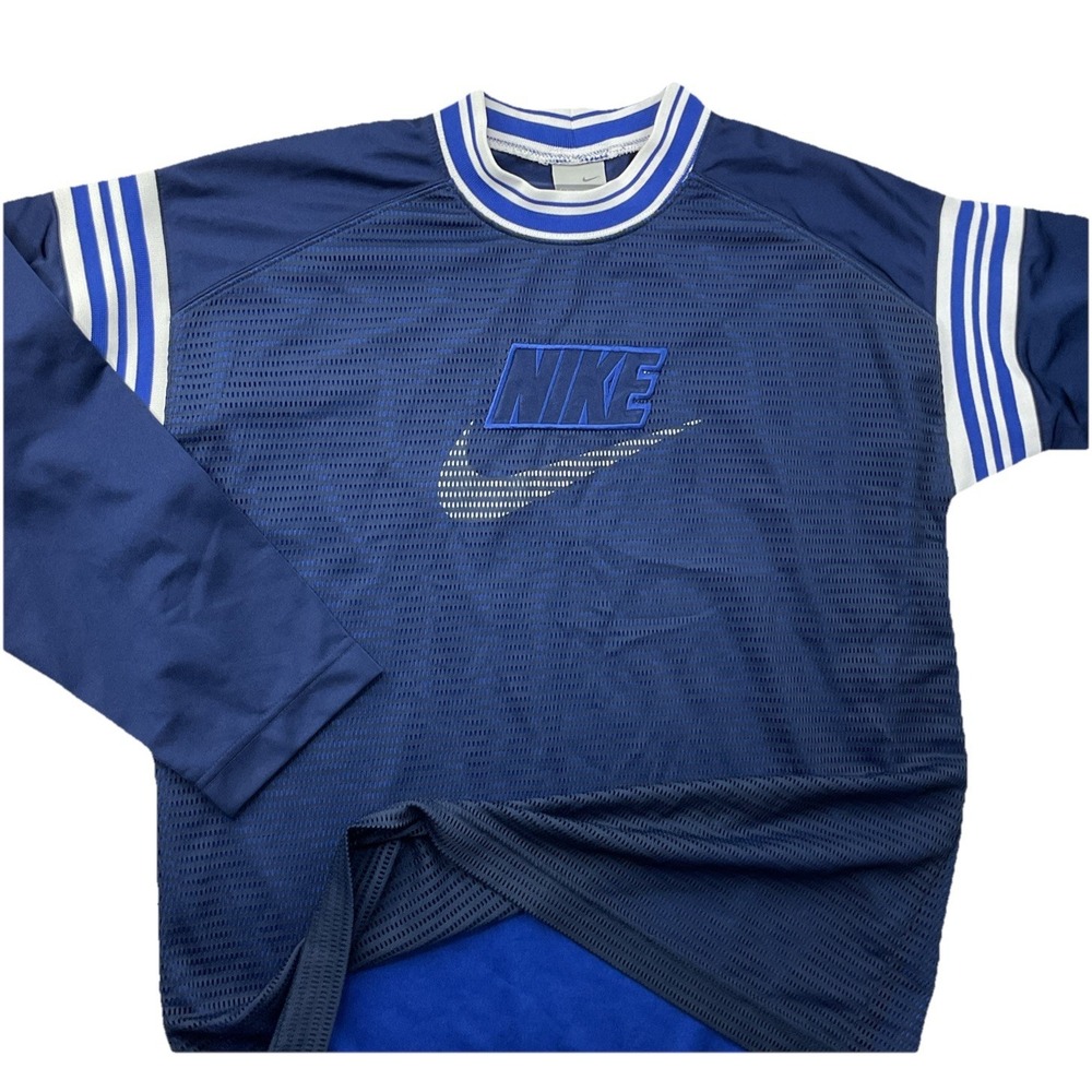 Nike Athletic Jersey Shirt Youth L 14-16 Mesh Overlay Long Sleeve Y2K Vintage
